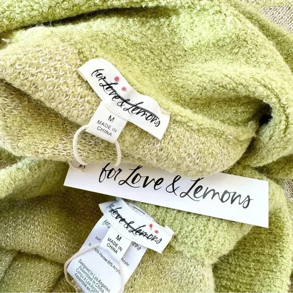 NWT For Love and Lemons Simone Wide Leg Two Piece Sweater Set Green Medium - Picture 7 of 17